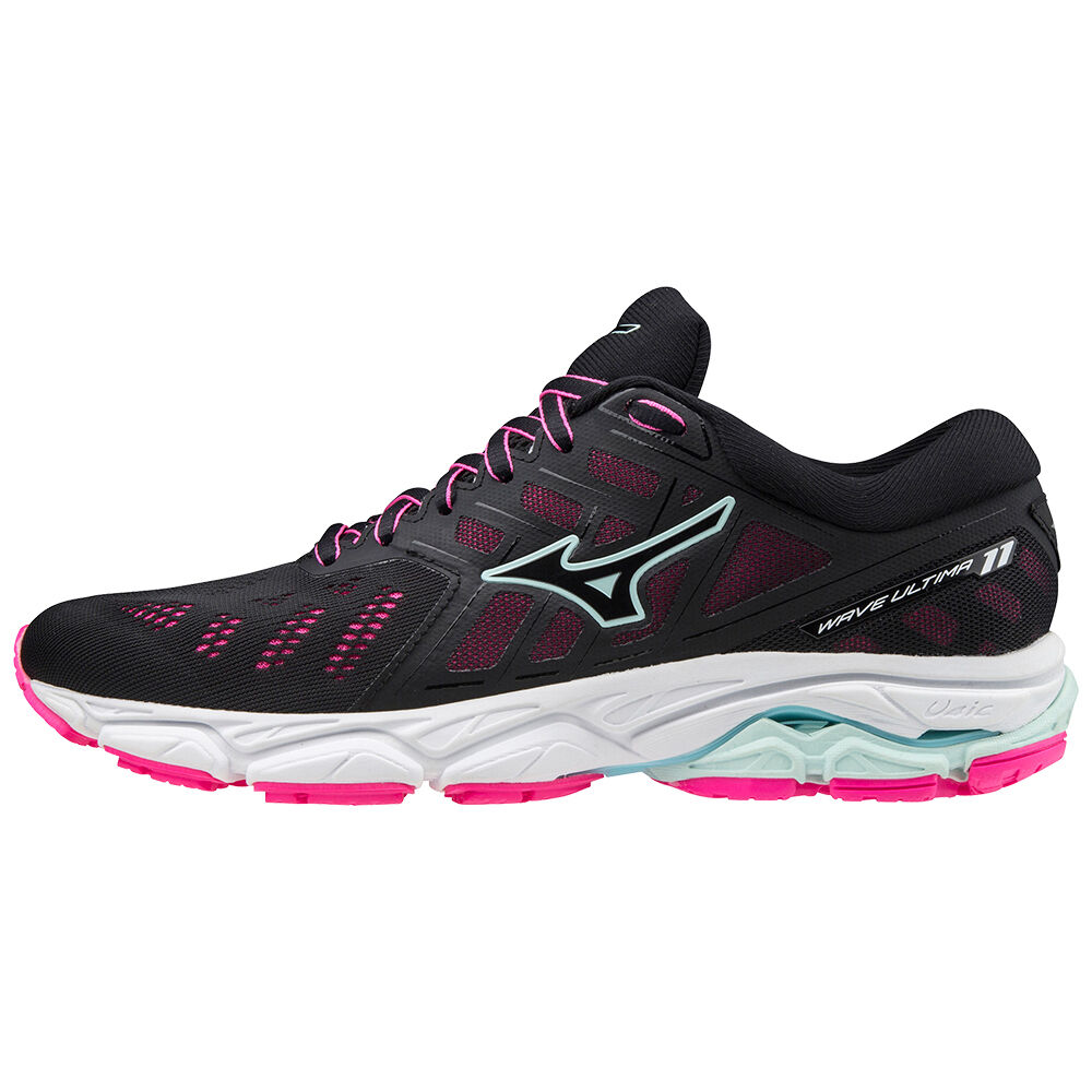 Sapatilhas Running Mizuno Wave Ultima 11 - Mulher - Pretas/Luz Turquesa/Rosa - WPGKA6739